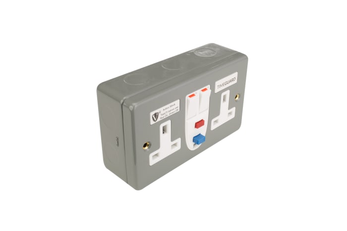 Timeguard 30A, BS Fixing, Active RCD Socket, Plastic, Surface Mount , Switched, 230 V ac