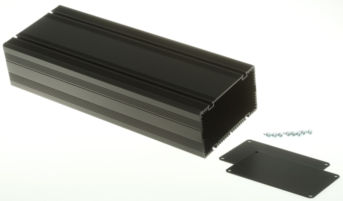 RS PRO Black Anodised Aluminium Instrument Case, 285 x 105 x 61mm