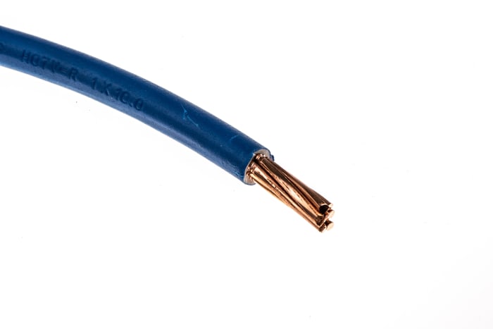 RS PRO Blue 10mm² Hook Up Wire, 7/1.35 mm, 50m, PVC TI1 Insulation
