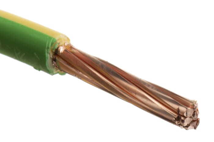 Fils de câblage RS PRO, 10mm², Vert/Jaune, 100m, 450 V c.c., 750 V c.a.