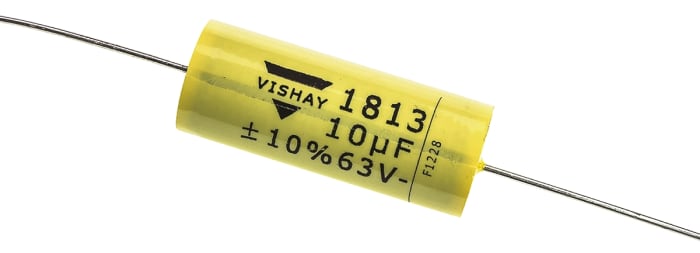 Vishay MKT 1813 Metallised Polyester Film Capacitor, 40 V ac, 63 V dc, ±10%, 10μF, Through Hole