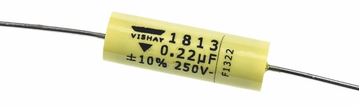 Vishay MKT 1813 Metallised Polyester Film Capacitor, 160 V ac, 250 V dc, ±10%, 220nF, Through Hole