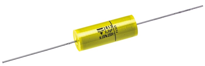 Vishay MKT 1813 Metallised Polyester Film Capacitor, 160 V ac, 250 V dc, ±10%, 2.2μF, Through Hole