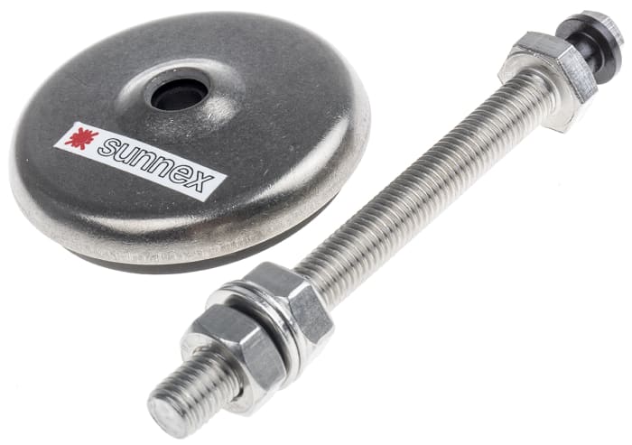 RS PRO M10 68mm Dia. Rubber Adjustable Foot, 250kg Static Load Capacity 3.5° Tilt Angle