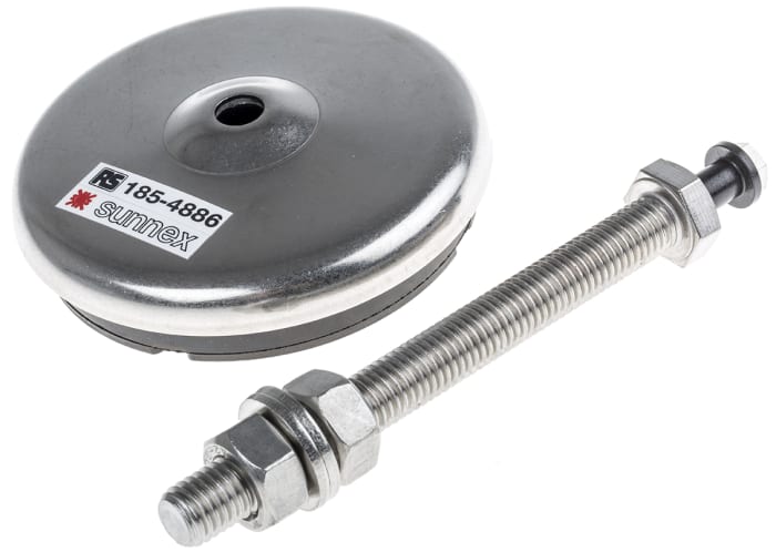 RS PRO M12 98mm Dia. Rubber Adjustable Foot, 500kg Static Load Capacity 3.5° Tilt Angle