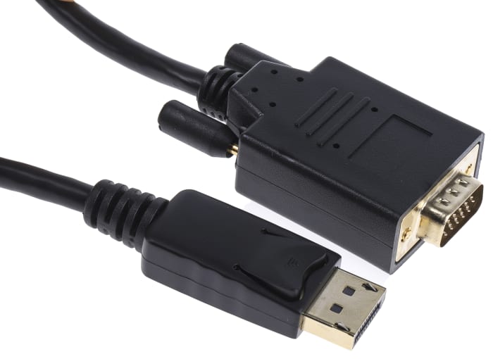 RS PRO Male DisplayPort to Male VGA, PVC  Cable, 1080p, 2m