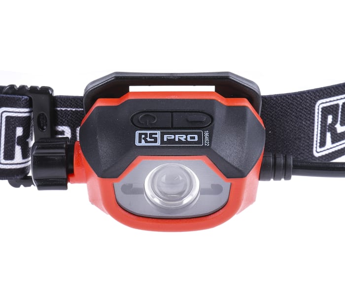 Linterna frontal RS PRO RSPRO-H12R, 450 lm, alcance 100 m, recargable, batería Li-Ion, IPX5
