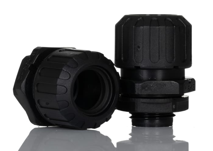 Adaptaflex Straight, Conduit Fitting, 16mm Nominal Size, M16, Nylon 66, Black IP67 rating