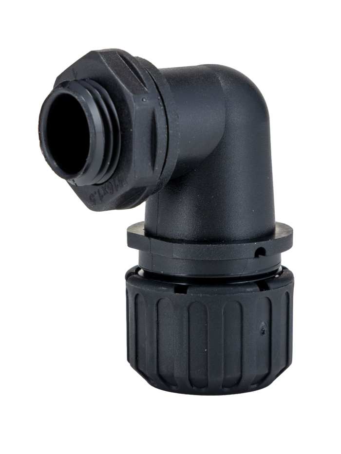 Adaptaflex 90° Elbow, Conduit Fitting, 16mm Nominal Size, M16, Nylon 66, Black IP67 rating