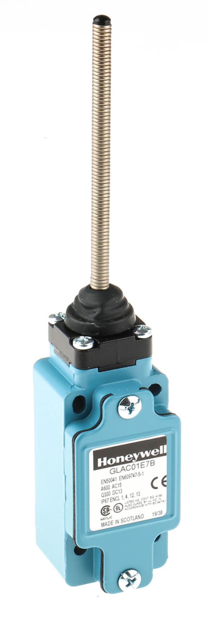 Honeywell GLA Series Coil Spring Limit Switch, NO/NC, IP67, SPDT, Die Cast Zinc Housing, 600V ac Max, 6A Max
