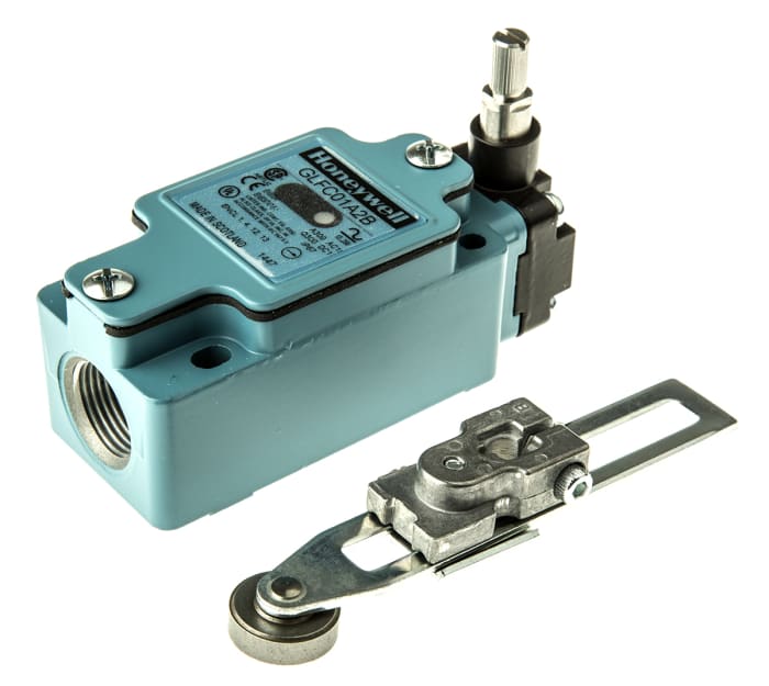 Honeywell GLF Series Adjustable Roller Lever Limit Switch, NO/NC, IP67, SPDT, Die Cast Zinc Housing, 250V ac Max, 10A