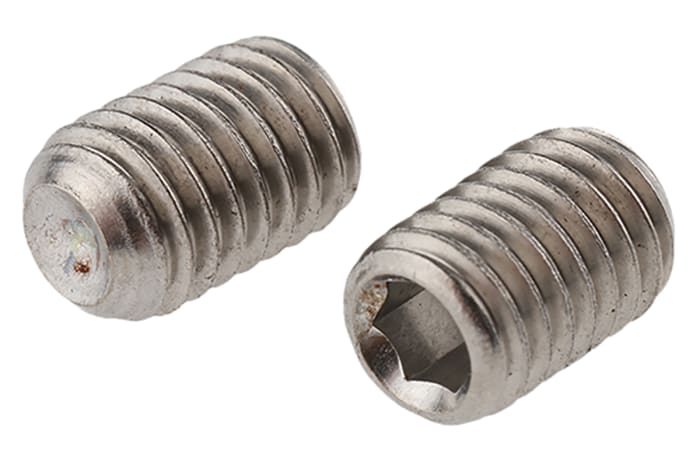 Plain Stainless Steel Hex Socket Set M8 x 12mm Grub Screw