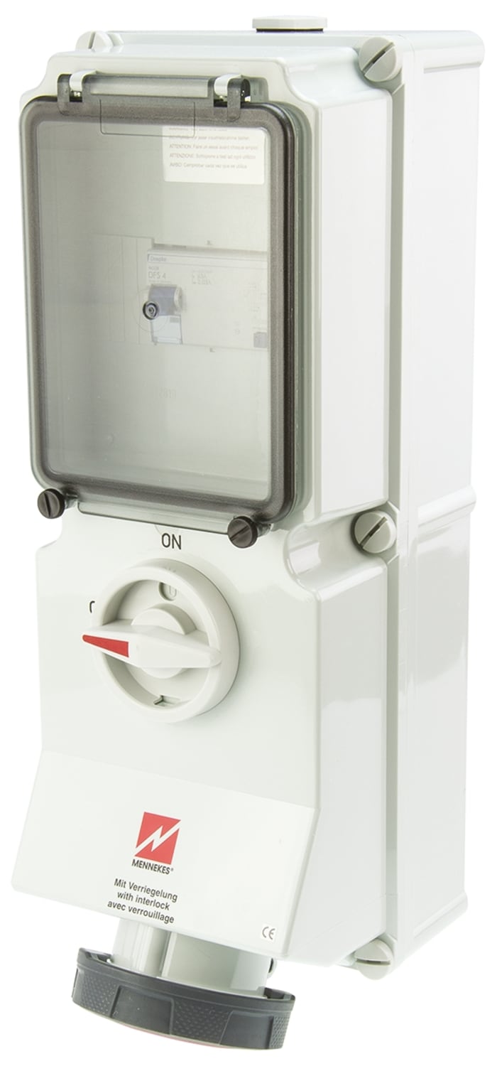 Mennekes 63A Red 3+N+E Pole PC Industrial Power Socket, 400V, IP67