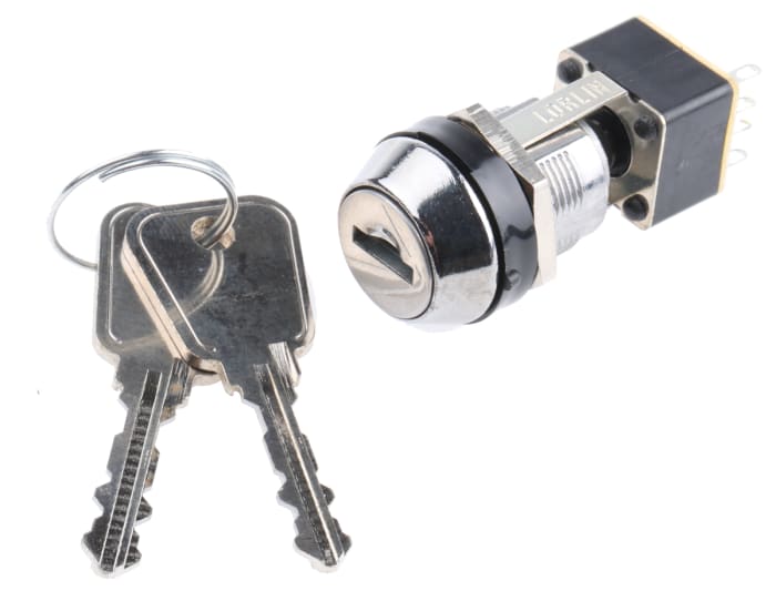 Lorlin Key Switch, DPDT, 4 A @ 250 V ac 1-Way Flat-Key