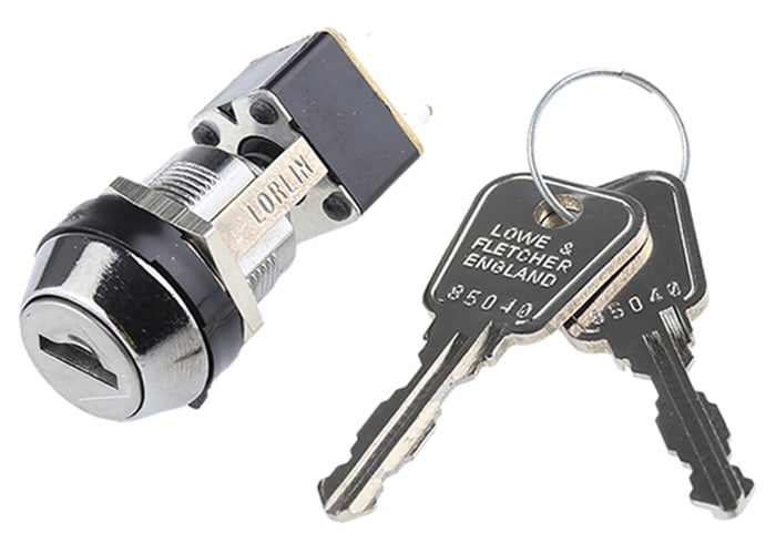 Lorlin Key Switch, DPDT, 4 A @ 250 V ac 2-Way Flat-Key