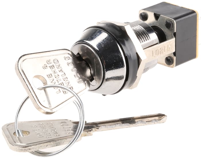 Lorlin Key Switch, DPDT, 4 A @ 250 V ac 2-Way Flat-Key