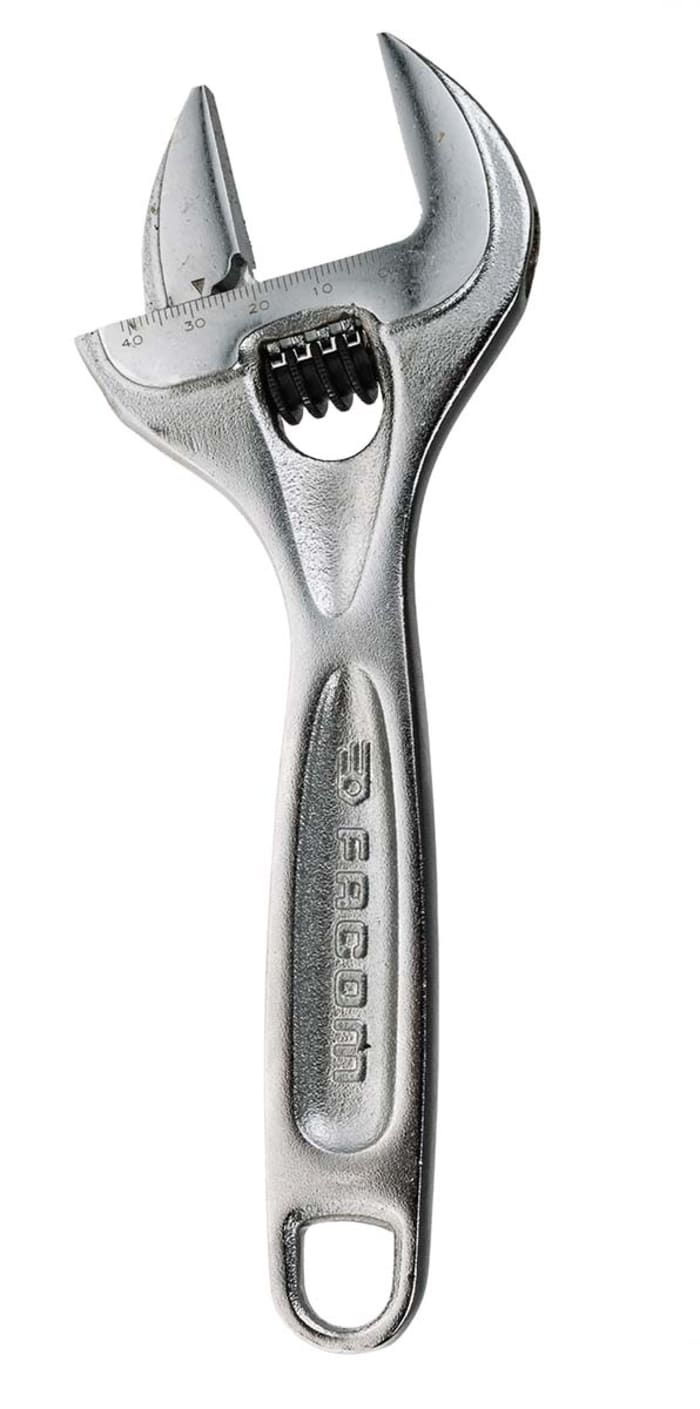 Facom Adjustable Spanner, 200 mm Overall, 40mm Jaw Capacity, Metal Handle