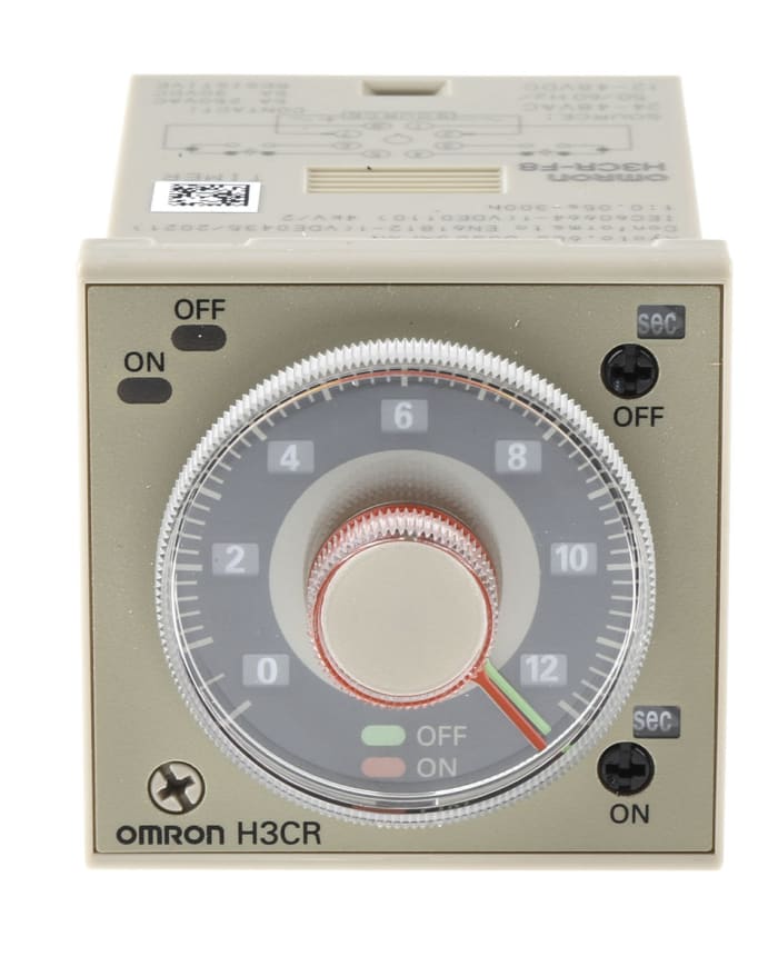 Omron H3CR Series DIN Rail, Panel Mount Timer Relay, 24V ac/dc, 2-Contact, 0.05 s → 30h, 1-Function, DPDT