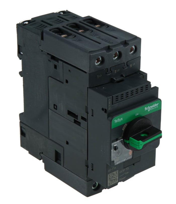Schneider Electric TeSys Thermal Circuit Breaker - GV3P 3 Pole 690V ac Voltage Rating DIN Rail Mount, 73A Current Rating