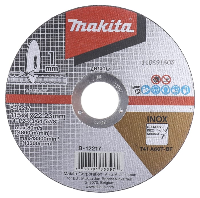 Makita B Aluminium Oxide Cutting Disc 115mm x 1mm Thick P60 Grit 10 in pack