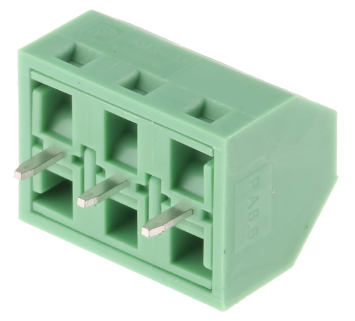 Phoenix Contact SMKDSN 1.5/3-5.08 Series PCB Terminal Block, 3-Contact, 5mm Pitch, Through Hole Mount, 1-Row, Screw