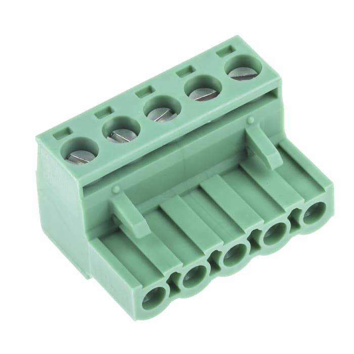 Phoenix Contact, 5.08mm Pitch, MSTB 2.5/5-5.08, 5 Way, Pluggable Terminal Block, Plug, Cable Mount, Screw Termination,