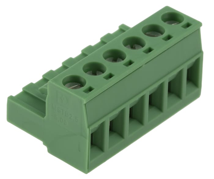Phoenix Contact, 5.08mm Pitch, MSTB 2.5/6-5.08, Pluggable Terminal Block, Plug, Cable Mount, Screw Termination, 1757051