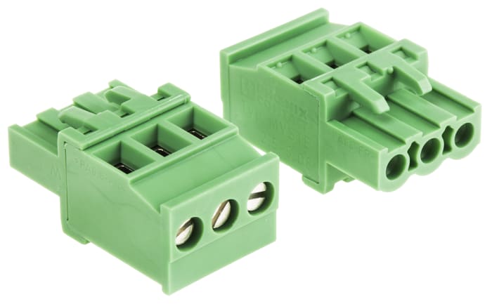 Phoenix Contact, 5.08mm Pitch, CLASSIC COMBICON MVSTBR, 3 Way, , Pluggable Terminal Block, Plug, Cable Mount, Screw
