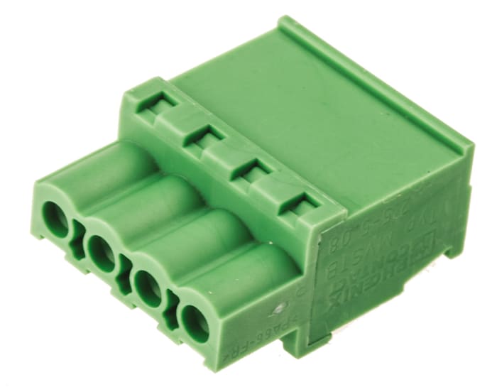 Phoenix Contact, 5.08mm Pitch, CLASSIC COMBICON MVSTBR, 4 Way, Vertical, Pluggable Terminal Block, Plug, Cable Mount,