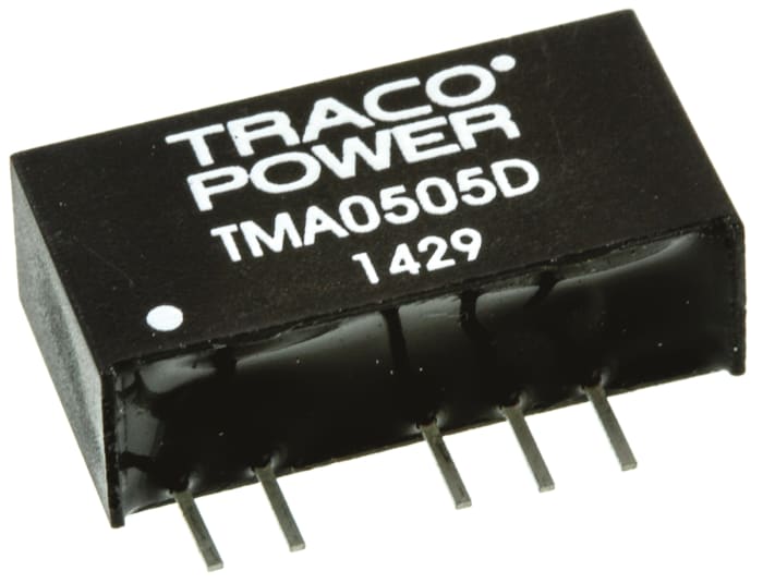 TRACOPOWER TMA DC-DC Converter, ±5V dc/ ±100mA Output, 4.5 → 5.5 V dc Input, 1W, Through Hole, +85°C Max Temp
