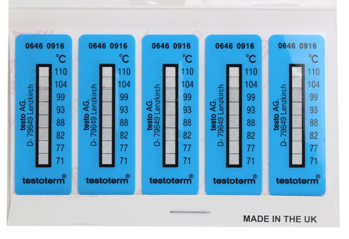 Etiquetas termosensibles no reversibles Testo de +71°C → +110°C con 2 niveles, dim. 50mm x 18mm