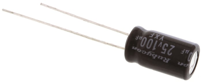 Condensateur Rubycon série YXF, Aluminium électrolytique 100μF, 25V c.c.
