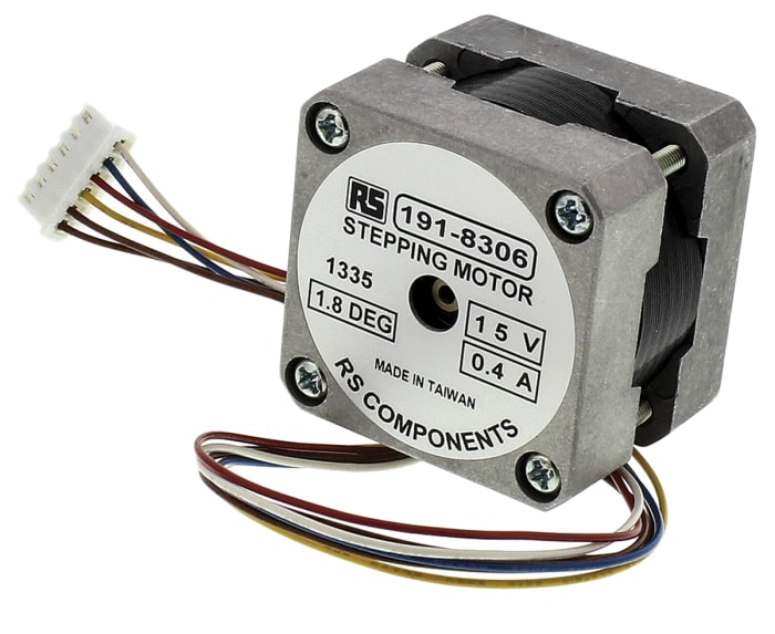 Moteur pas-à-pas Unipolaire Hybride, 98mNm 1.8°, 6 fils, 15 V c.c.