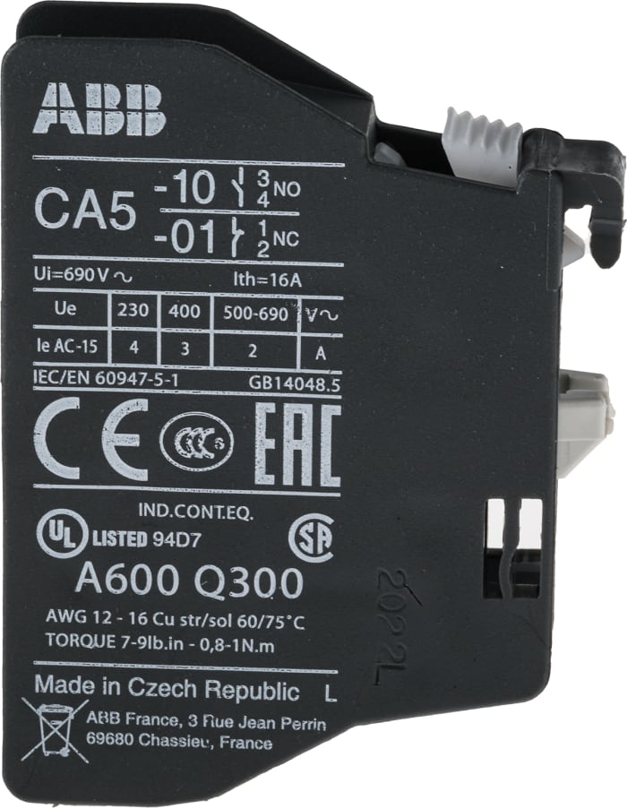 1SBN010010R1010 ABB | ABB Auxiliary Contact Block - 1NO, 1 Contact ...