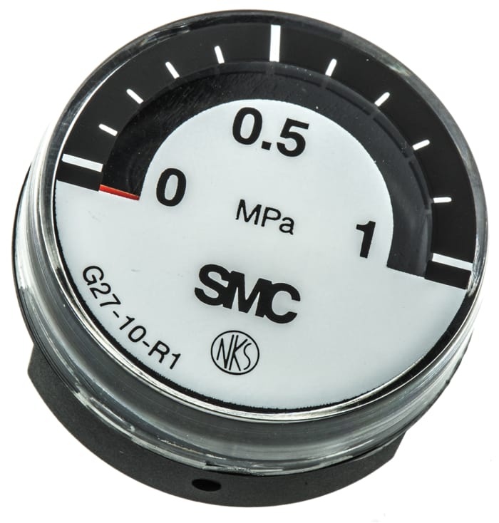 SMC Pressure Gauge 1 MPa, 10bar Back Entry 26mm Outside Diameter