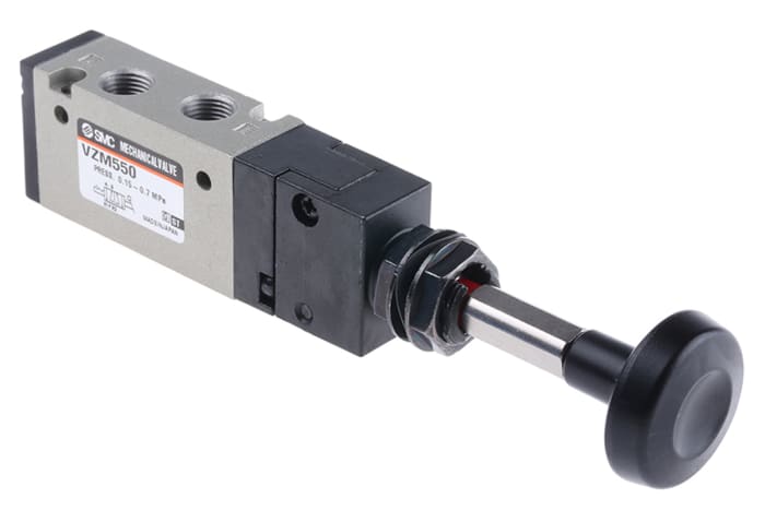 SMC Push Pull 5/2 Pneumatic Manual Control Valve VZM500 Series, Rc 1/8, 1/8in, III B