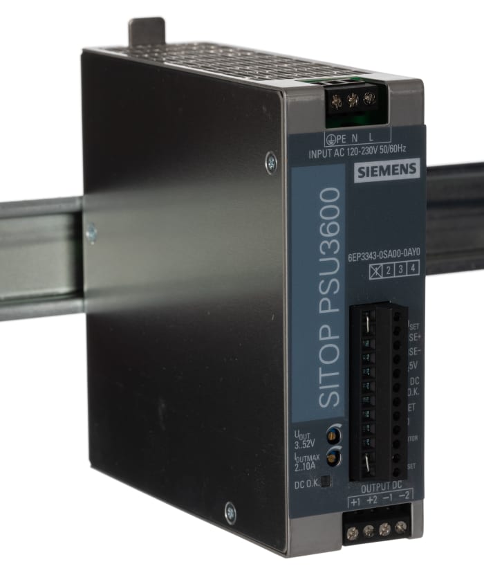 Siemens SITOP PSU3600 Switched Mode DIN Rail Power Supply, 85 → 264 V ac / 88 → 250V dc ac, dc Input, 3