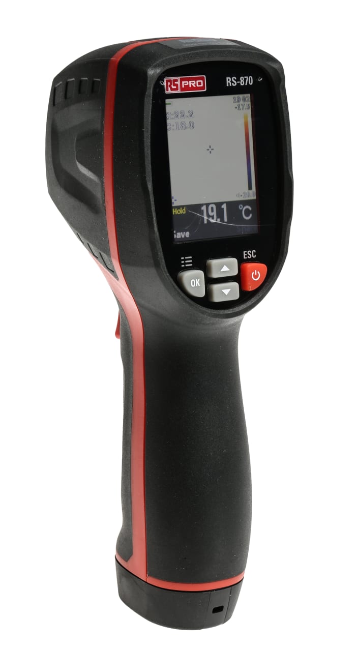 Cámara termográfica RS PRO DT-870, -4→ +716 °F, +20→ +380 °C., resolución IR 80 x 80píxel, sin enfoque