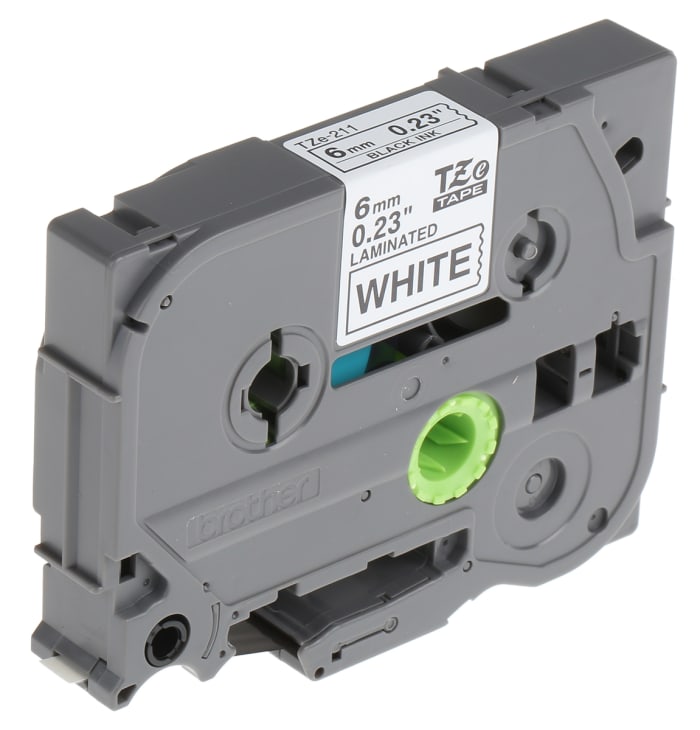 Brother Black on White Label Printer Tape, 8 m Length, 6 mm Width