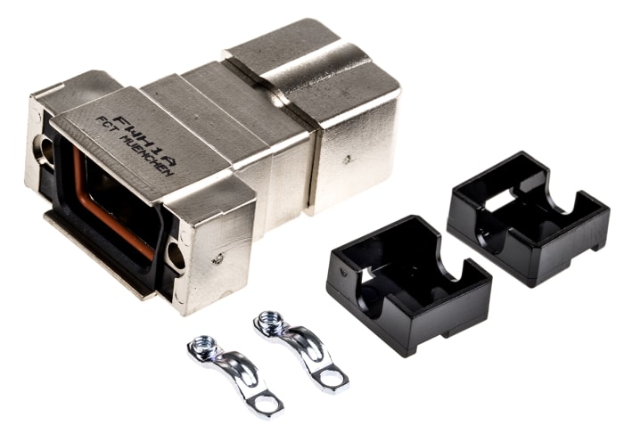 FCT from Molex FWH Series ABS Straight D-Sub Backshell, 9 Way Strain Relief