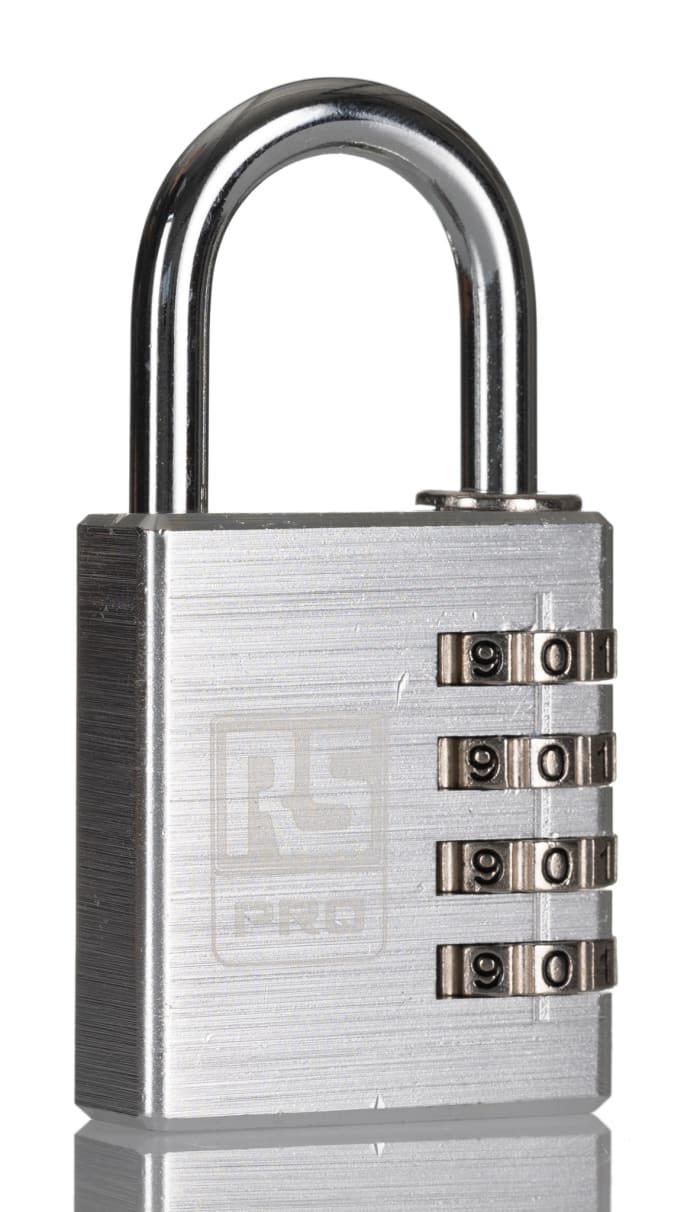 RS PRO Combination Aluminium Combination Padlock, 6mm Shackle, 40mm Body