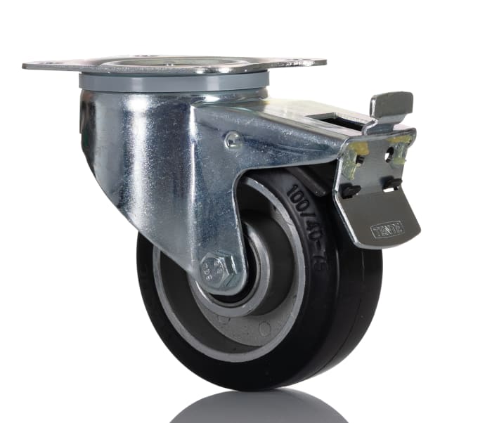 RS PRO Braked Swivel Castor Wheel, 150kg Capacity, 100mm Wheel