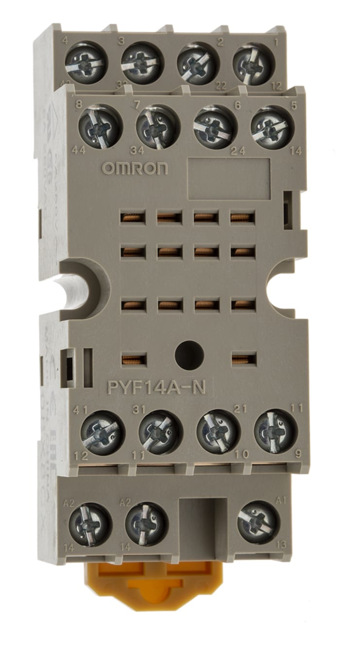 Omron PYF 14 Pin 250V ac DIN Rail Relay Socket, for use with MY4IN, MY4IN1, MY4IN1-D2, MY4IN-CR, MY4IN-D2, MY4N, MY4N1,