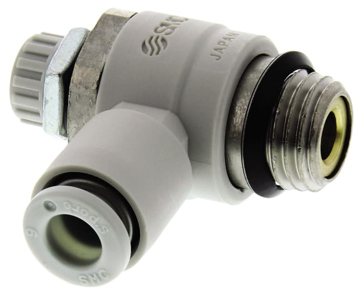 SMC Threaded Series Flow Controller Flow Regulator, Inlet Male, Threaded UNF 1/4 in, Outlet Male UNF 1/4 in