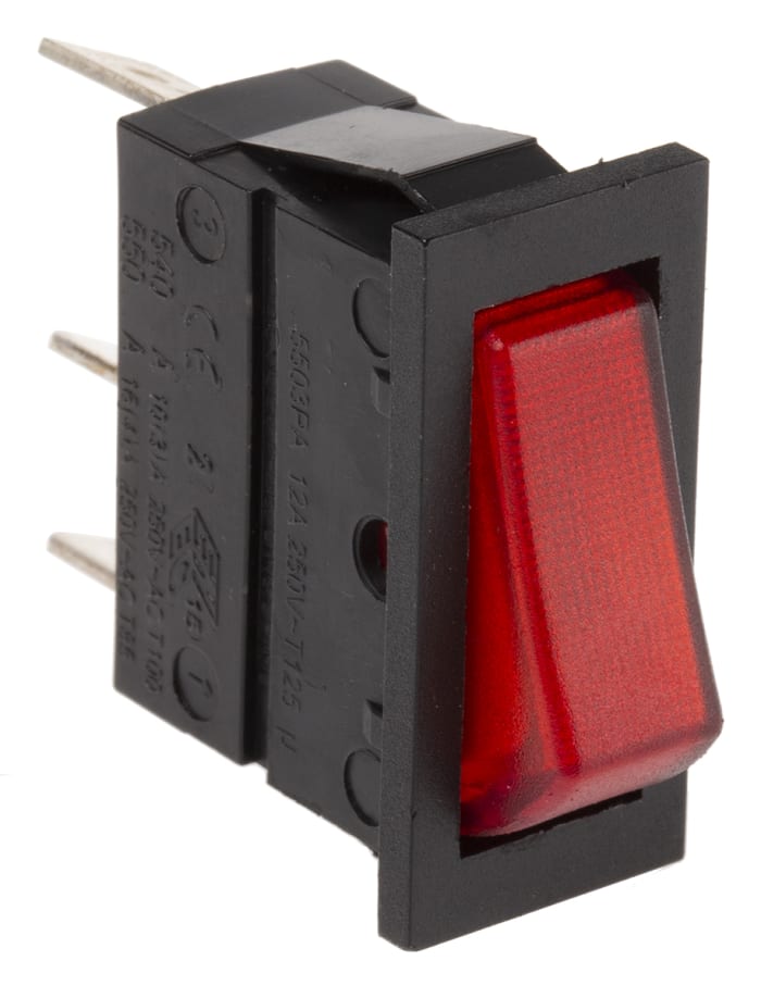 Arcolectric (Bulgin) Ltd Illuminated SPST, On-Off Rocker Switch Panel Mount