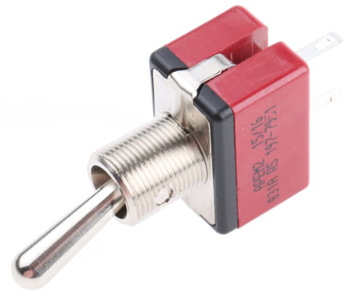 APEM Toggle Switch, Panel Mount, Latching, SPST, Solder Terminal