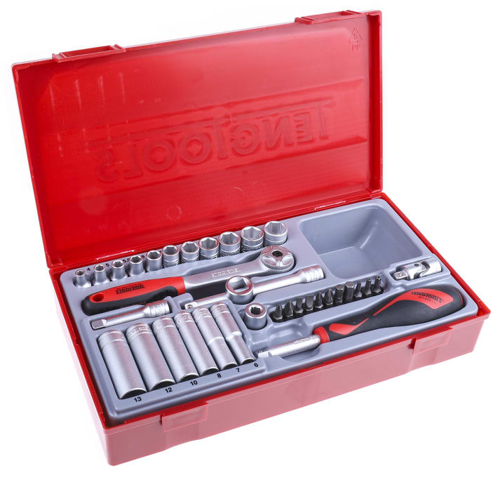 TT1435 Teng Tools Teng Tools 35Piece Metric 1/4 in Deep Socket/Standard Socket/Bit Set with