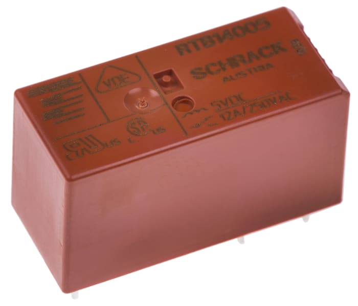 TE Connectivity PCB Mount Power Relay, 5V dc Coil, 12A Switching Current, SPDT