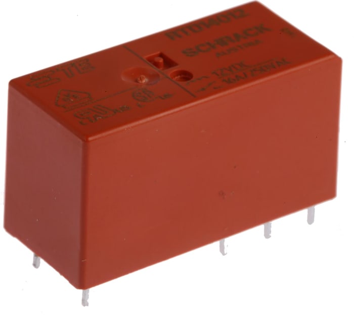 Relé de potencia sin enclavamiento TE Connectivity RT1 de 1 polo, SPDT, bobina 12V dc, 16A, Montaje en PCB