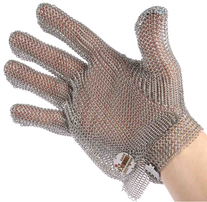 Polyco Healthline Metallica Grey Stainless Steel Cut Resistant Work Gloves, Size 8